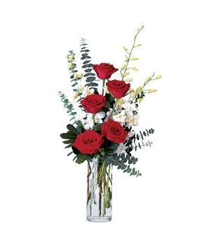 Red Roses and White Orchids